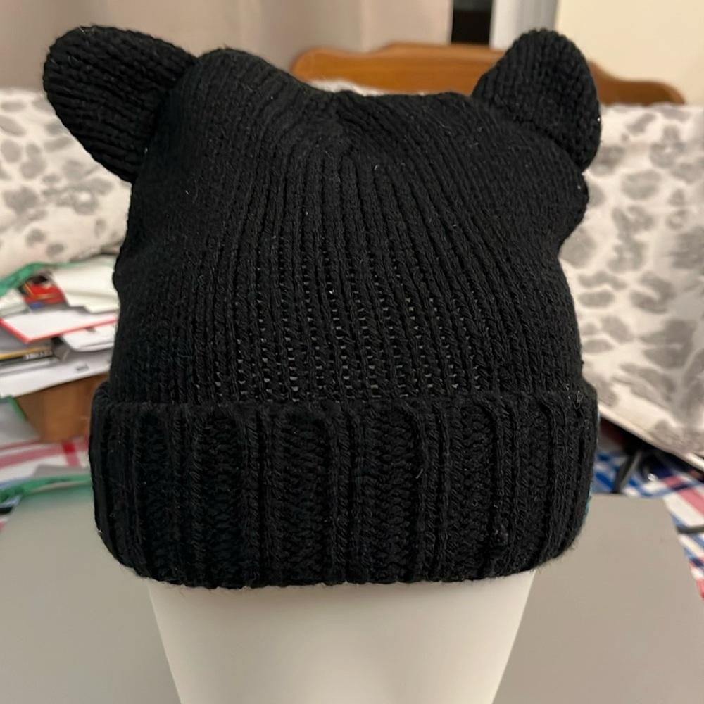 Cute ears cosplay black knit beanie cap